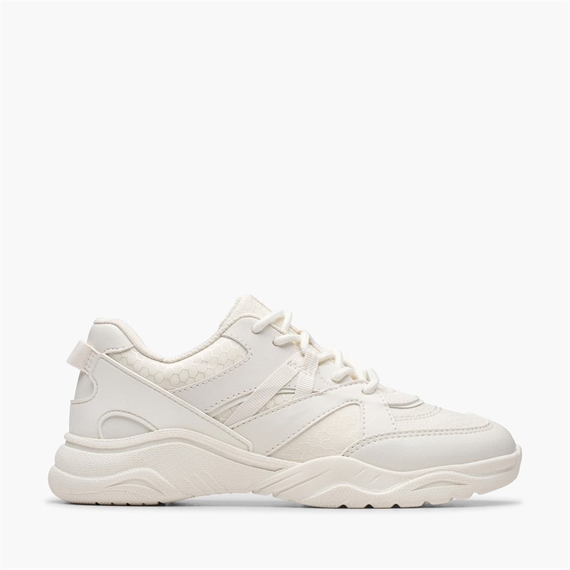 Clarks Kids Feather Pace F-Fit Trainers White