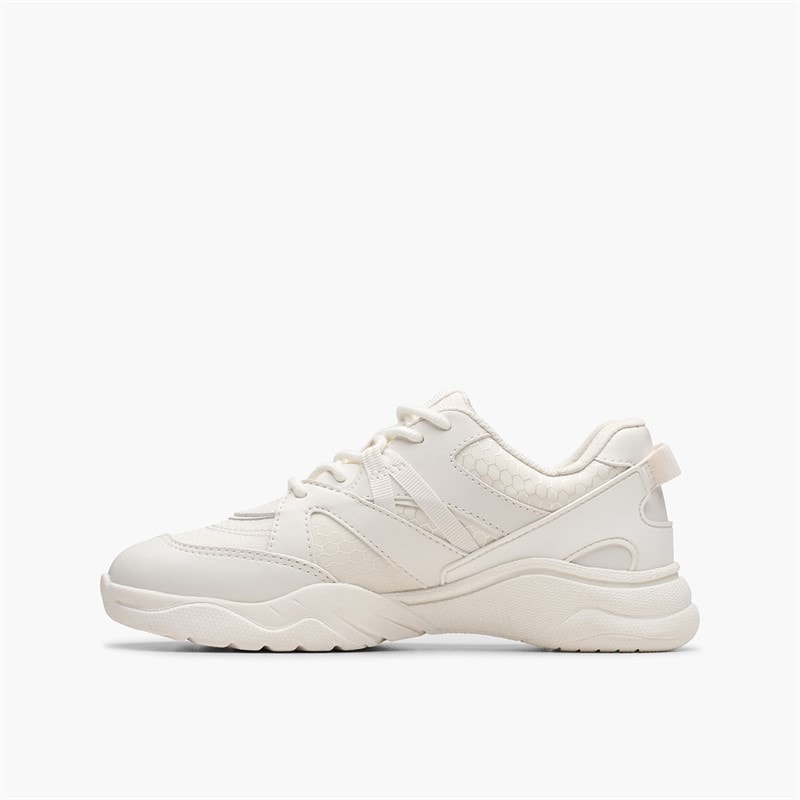 Clarks Kids Feather Pace F-Fit Trainers White - Image 5