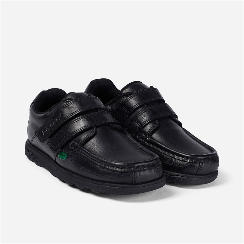 Kickers Boys Fragma Strap Leather School Shoes Black - Image 2