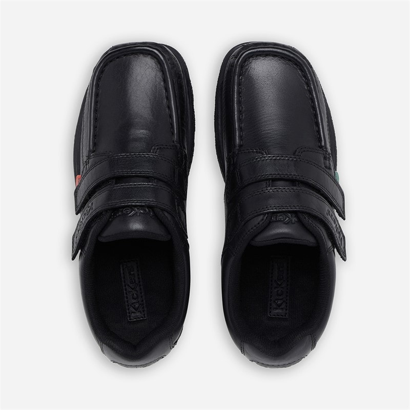 Kickers Boys Fragma Strap Leather School Shoes Black - Image 3