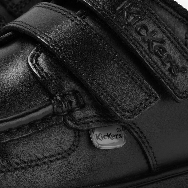 Kickers Boys Fragma Strap Leather School Shoes Black - Image 4