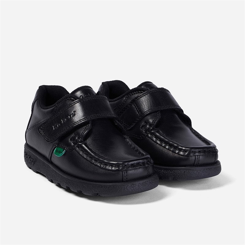 Kickers Infant Boys Fragma Single Strap Leather School Shoes Black - Image 2