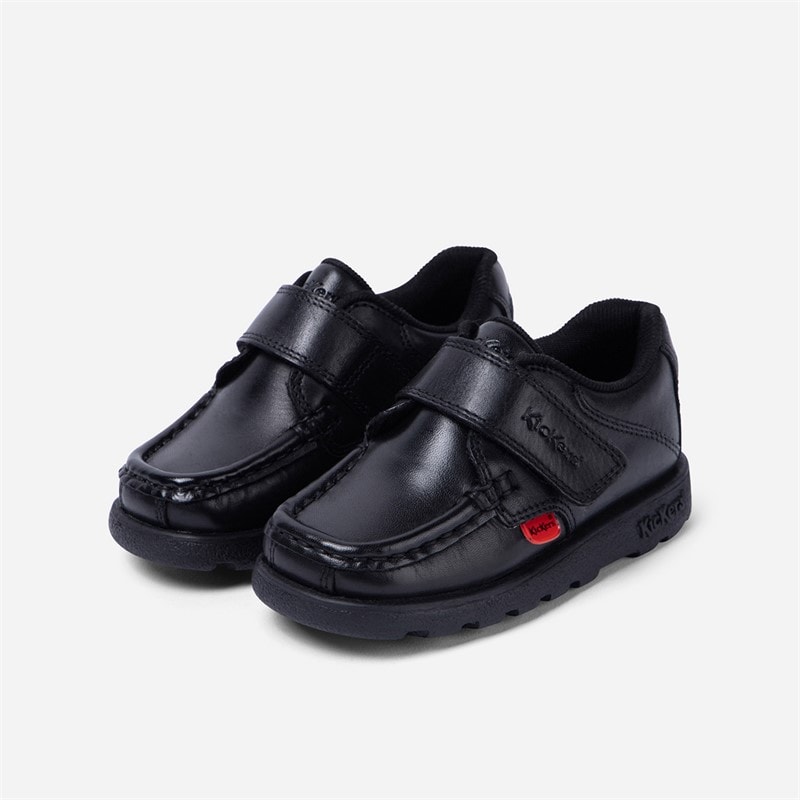 Kickers Infant Boys Fragma Single Strap Leather School Shoes Black - Image 5