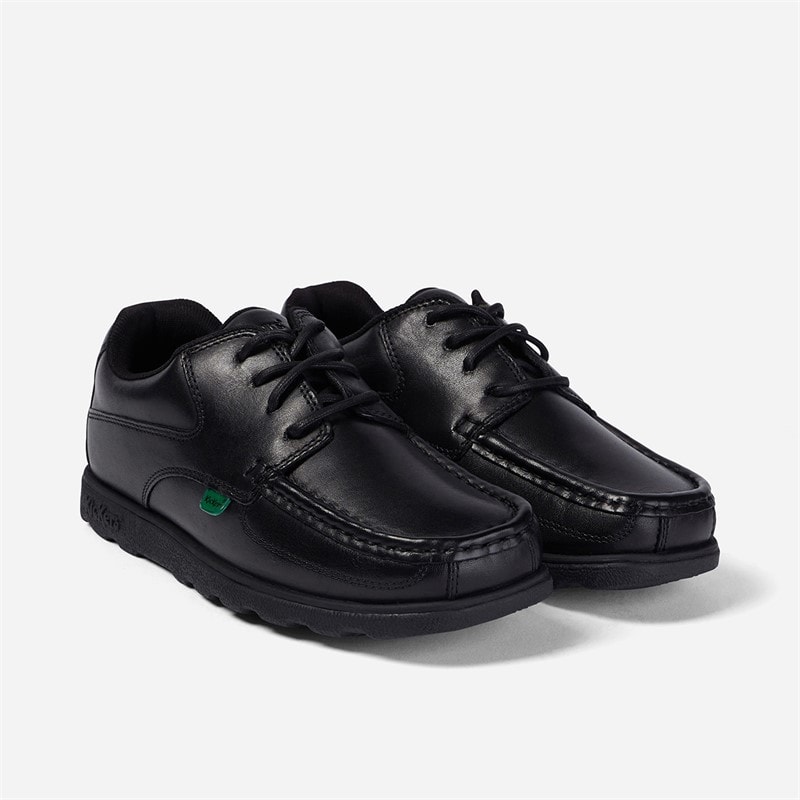 Kickers Junior Boys Fragma Lace Leather School Shoes Black - Image 2