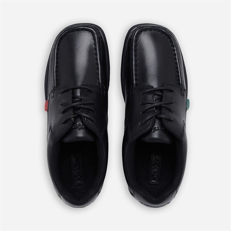 Kickers Junior Boys Fragma Lace Leather School Shoes Black - Image 3