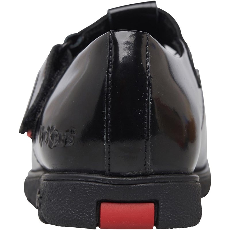 Kickers Girls Fragma T-Bar Patent Leather School Shoes Black - Image 3