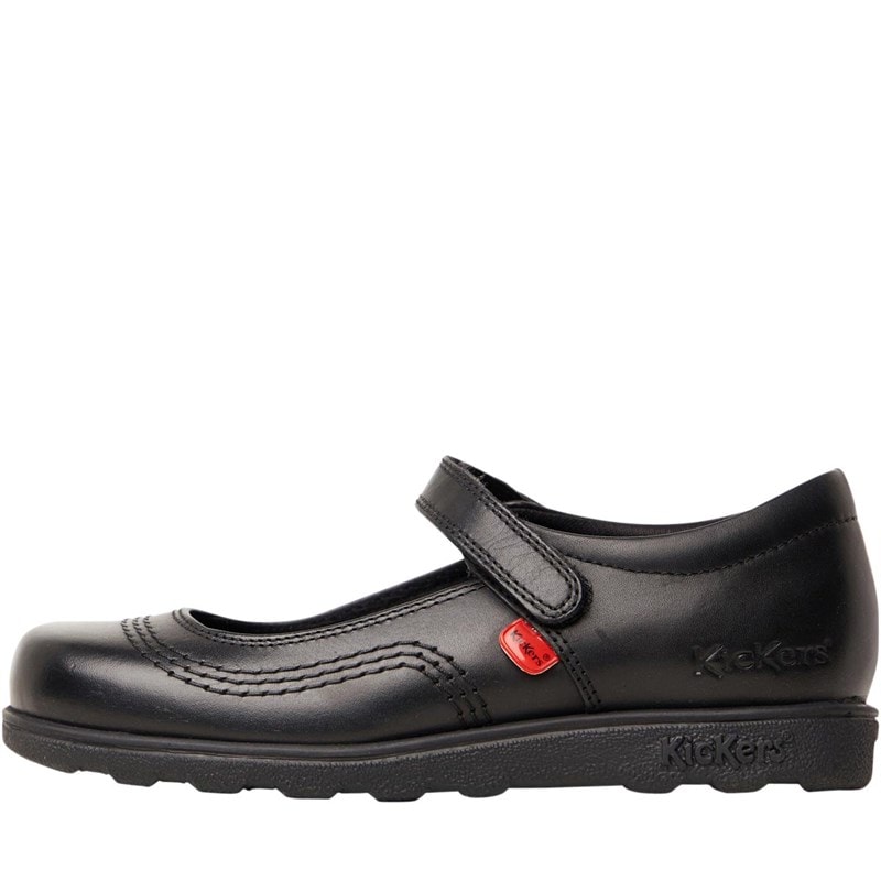 Kickers Girls Fragma Pop Leather School Shoes Black