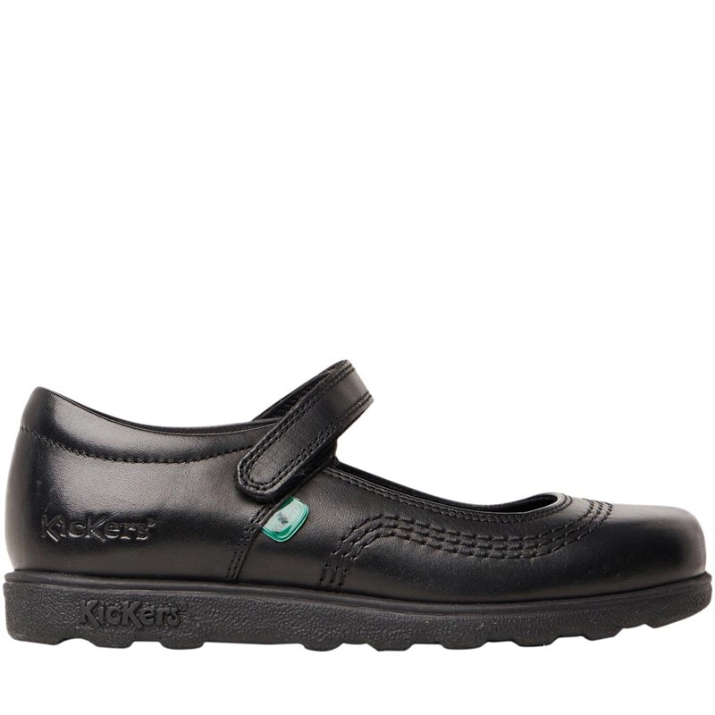 Kickers Girls Fragma Pop Leather School Shoes Black - Image 2