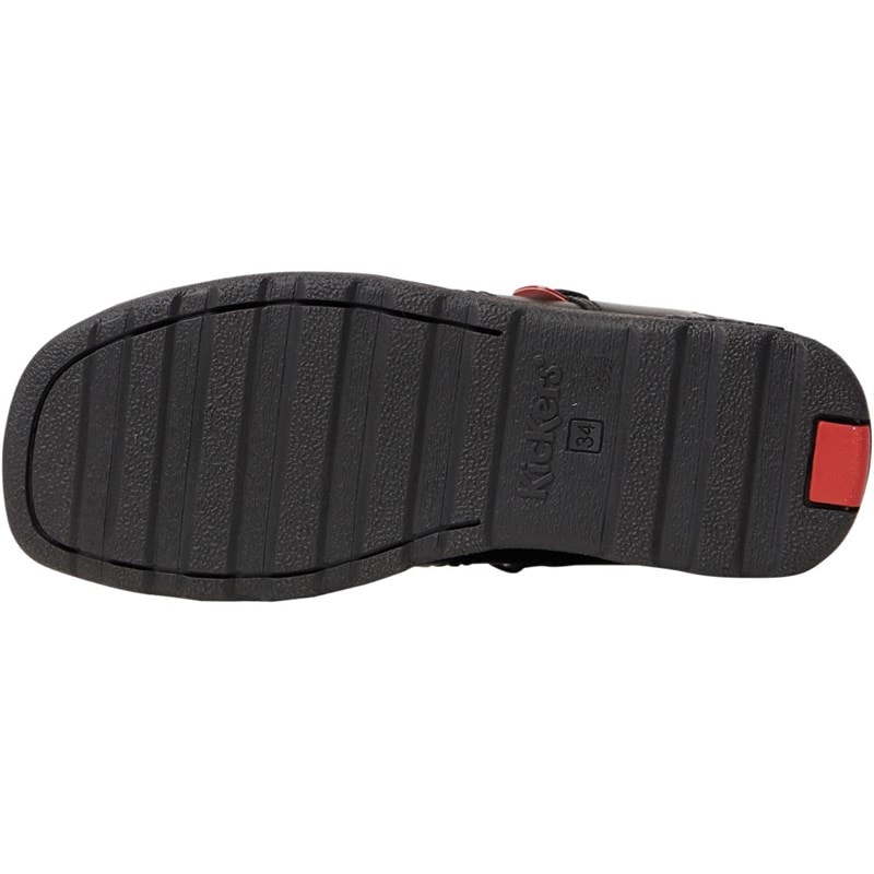 Kickers Girls Fragma Pop Leather School Shoes Black - Image 4