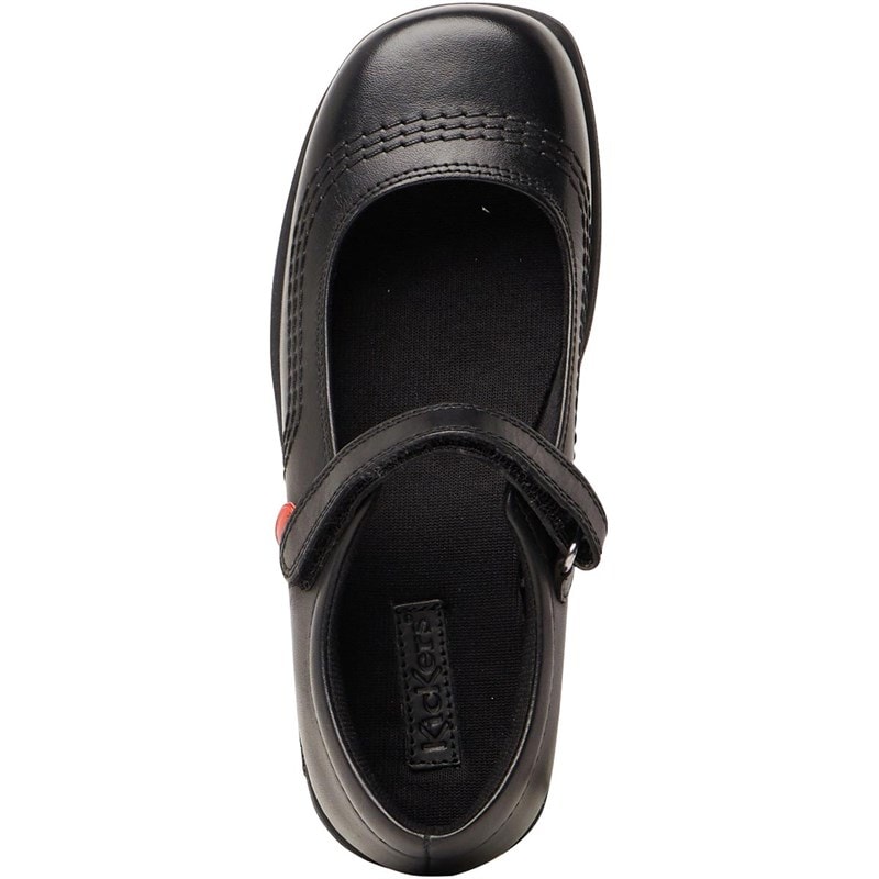 Kickers Girls Fragma Pop Leather School Shoes Black - Image 5