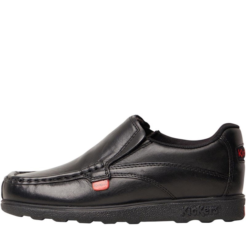 Kickers Boys Fragma Slip On School Shoes Black