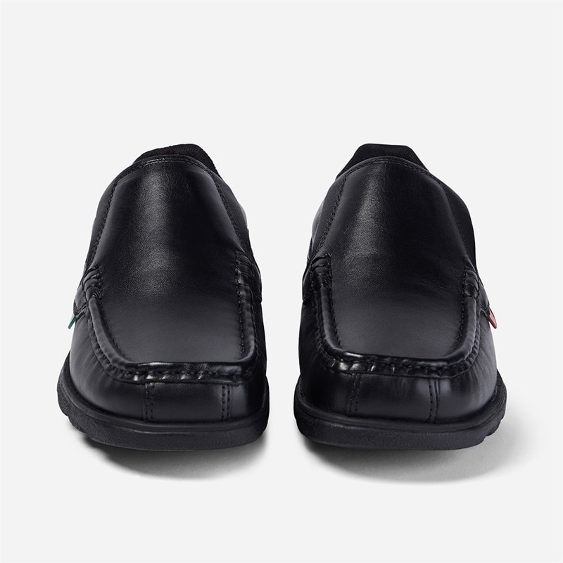 Kickers Junior Boys Back To School Fragma Slip Leather Shoes Black - Image 5