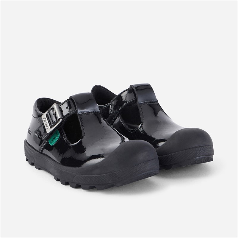 Kickers Infant Girls Back To School Plunk Patent Leather Shoes Black - Image 2