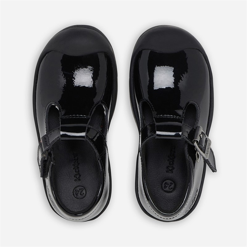Kickers Infant Girls Back To School Plunk Patent Leather Shoes Black - Image 3