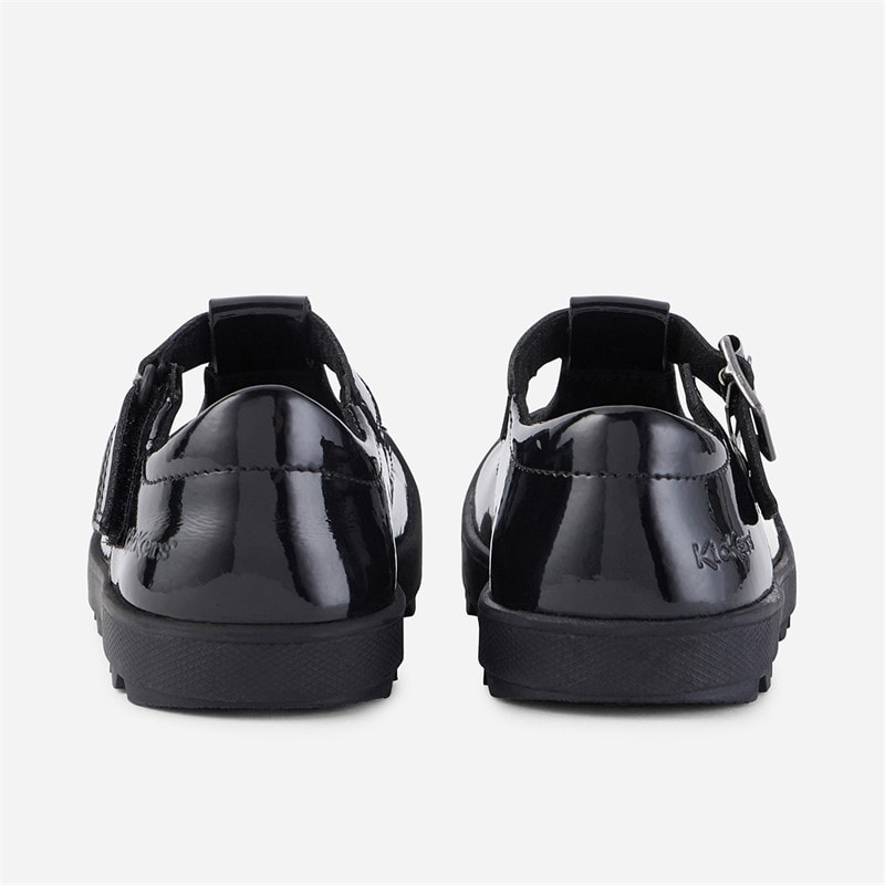 Kickers Infant Girls Back To School Plunk Patent Leather Shoes Black - Image 4