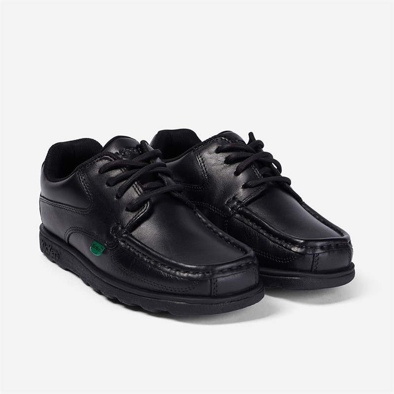 Kickers Boys Fragma Lace Leather School Shoes Black - Image 2