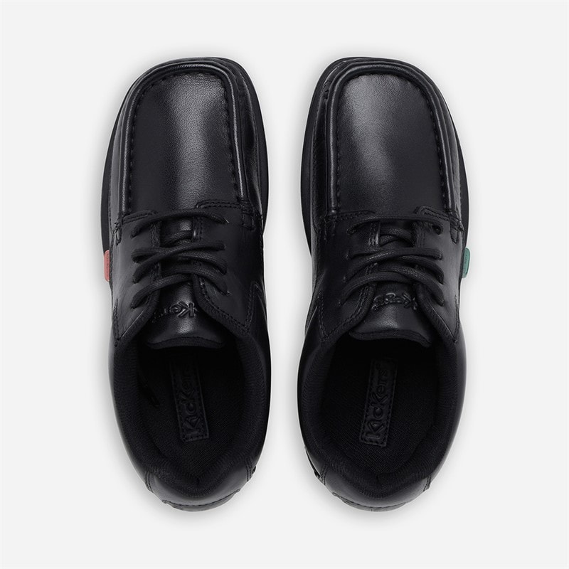 Kickers Boys Fragma Lace Leather School Shoes Black - Image 3