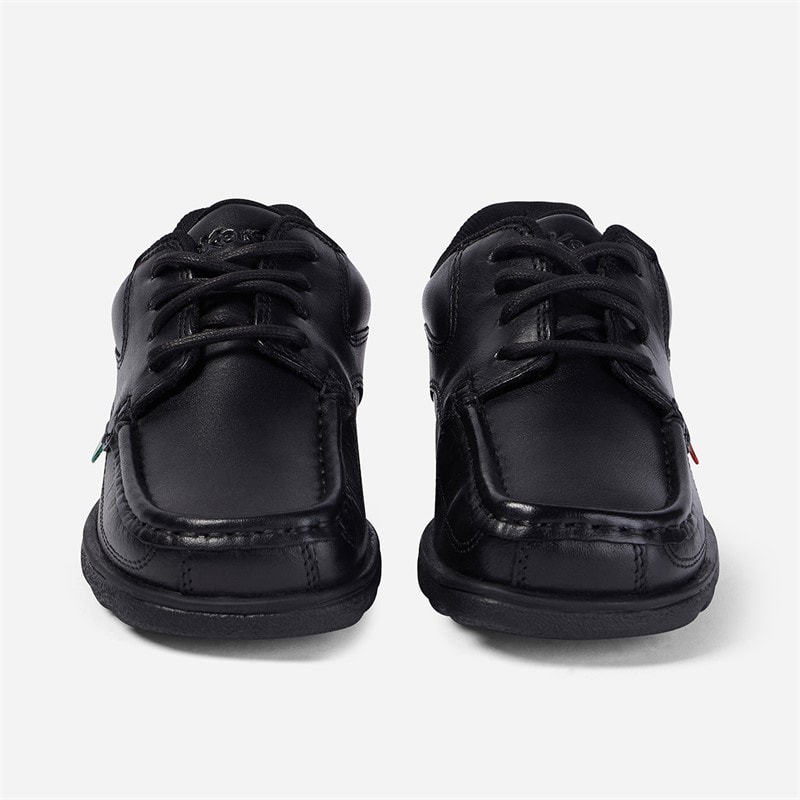 Kickers Boys Fragma Lace Leather School Shoes Black - Image 5