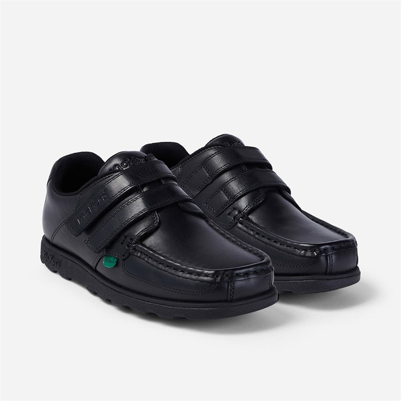 Kickers Junior Boys Fragma Strap Leather School Shoes Black - Image 2