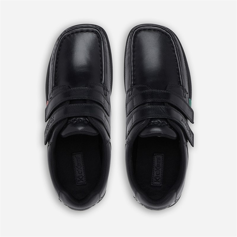 Kickers Junior Boys Fragma Strap Leather School Shoes Black - Image 3