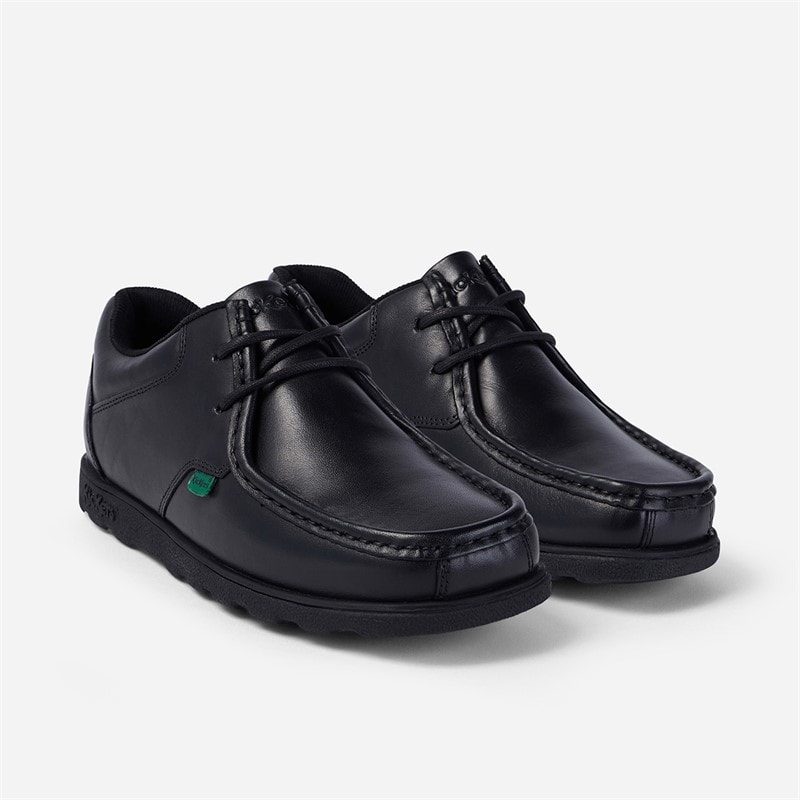Kickers Junior Boys Fragma Lace Leather School Shoes Black - Image 2