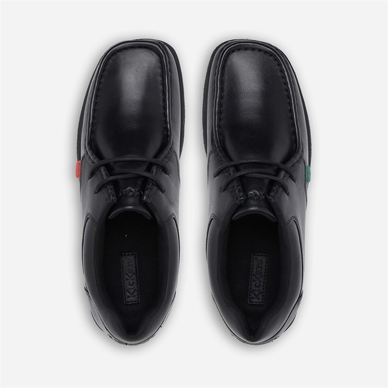 Kickers Junior Boys Fragma Lace Leather School Shoes Black - Image 3