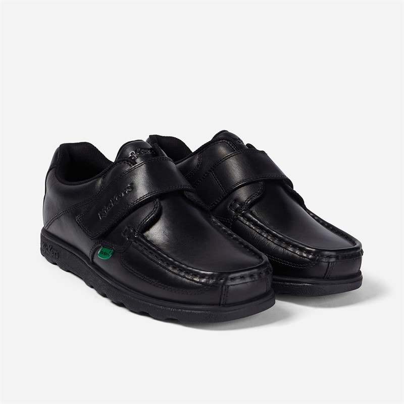 Kickers Junior Boys Fragma Single Strap Leather School Shoes Black - Image 2
