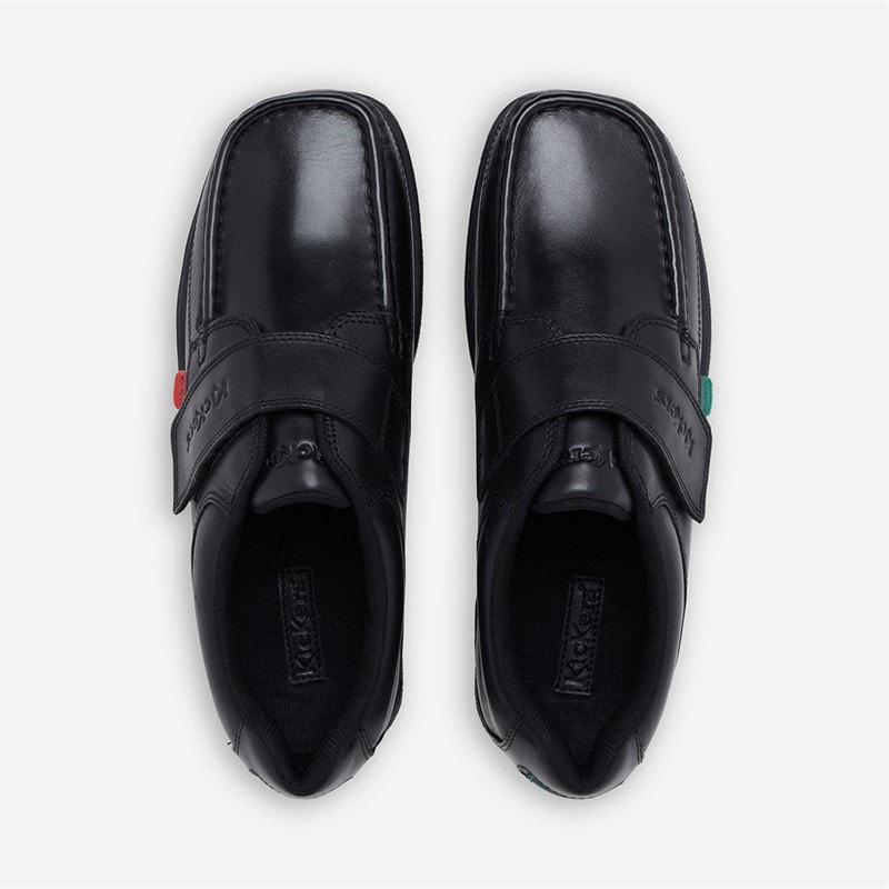 Kickers Junior Boys Fragma Single Strap Leather School Shoes Black - Image 3