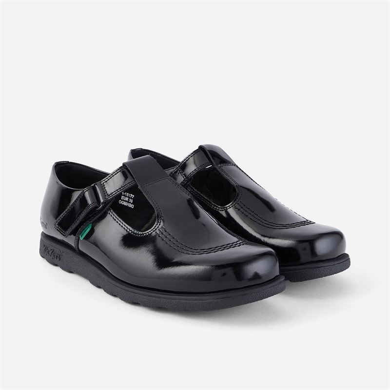 Kickers Junior Girls Fragma T-Bar School Shoes Black - Image 2