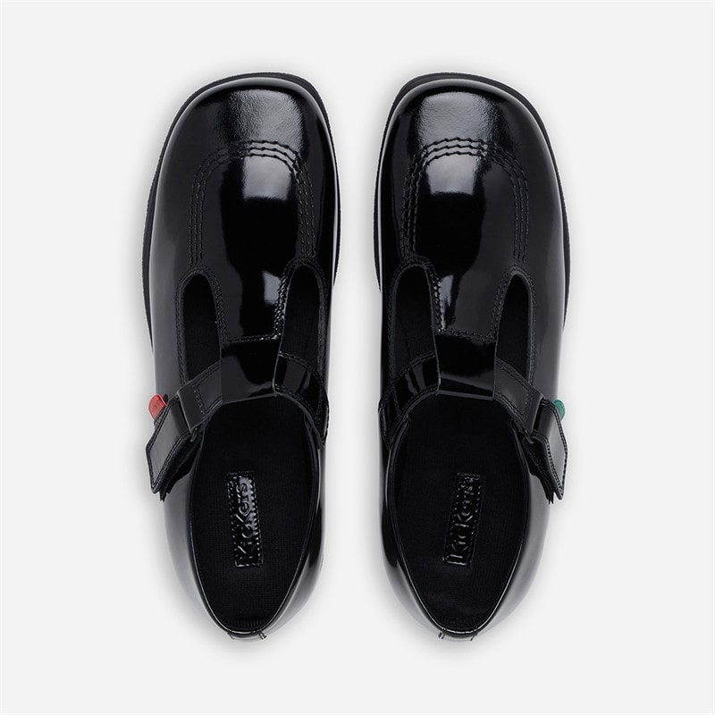 Kickers Junior Girls Fragma T-Bar School Shoes Black - Image 3