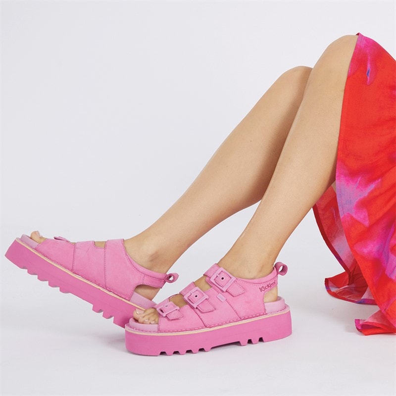 Kickers Womens Knox Lo Buckle Platform Sandals Pink - Image 1