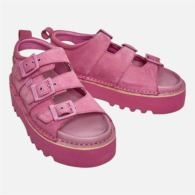 Kickers Womens Knox Lo Buckle Platform Sandals Pink - Image 2