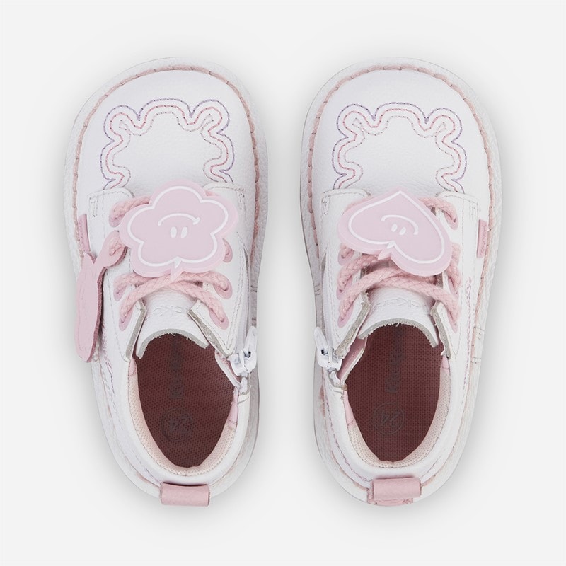 Kickers Girls Kick Wave Leather Boots White - Image 3