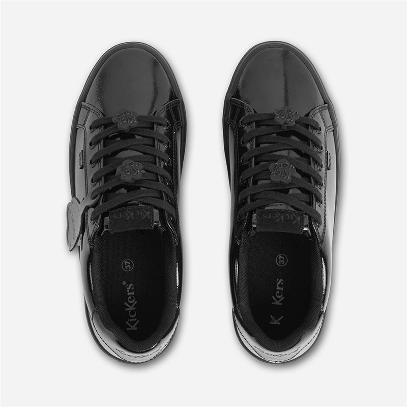 Kickers Womens Tovni Stack Lo Flower Patent Leather Trainers Black - Image 3