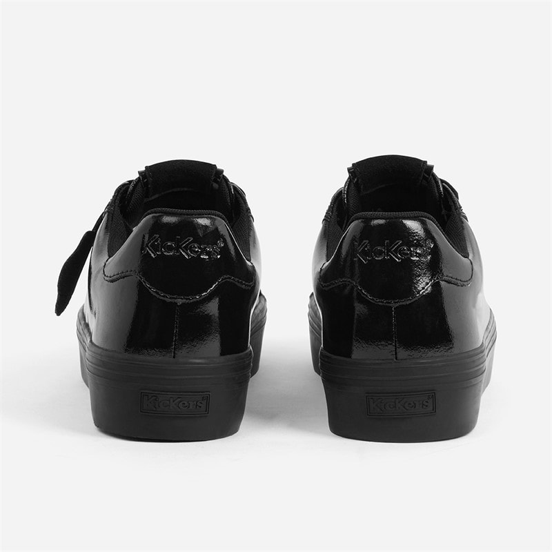Kickers Womens Tovni Stack Lo Flower Patent Leather Trainers Black - Image 4