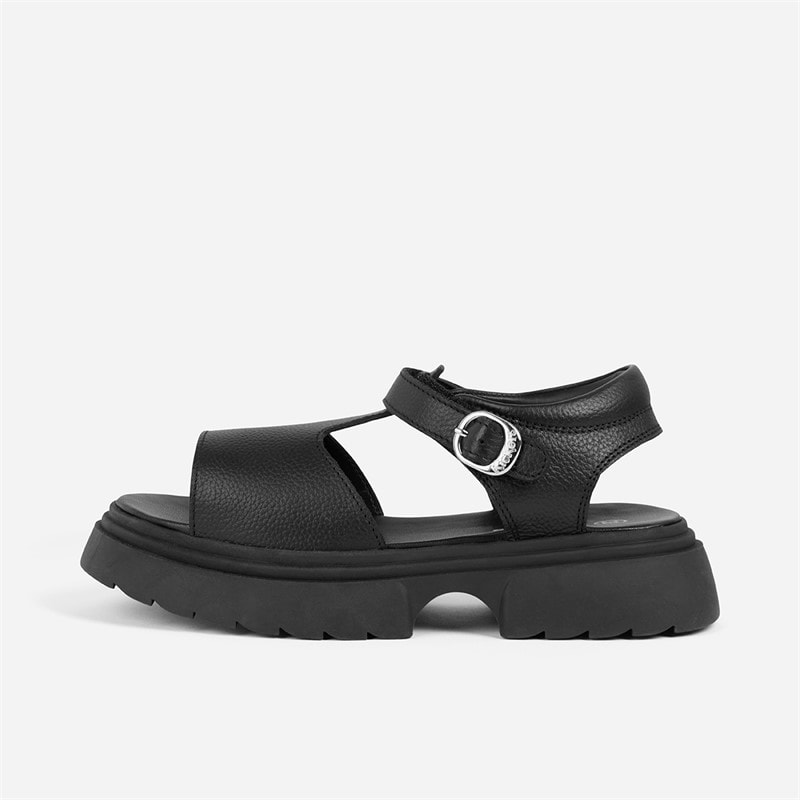 Kickers Girls Kenzi Leather Sandals Black