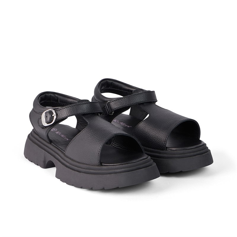 Kickers Girls Kenzi Leather Sandals Black - Image 2
