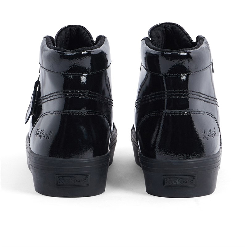 Kickers Womens Tovni Stack Hi Flower Patent Leather Trainers Black - Image 4