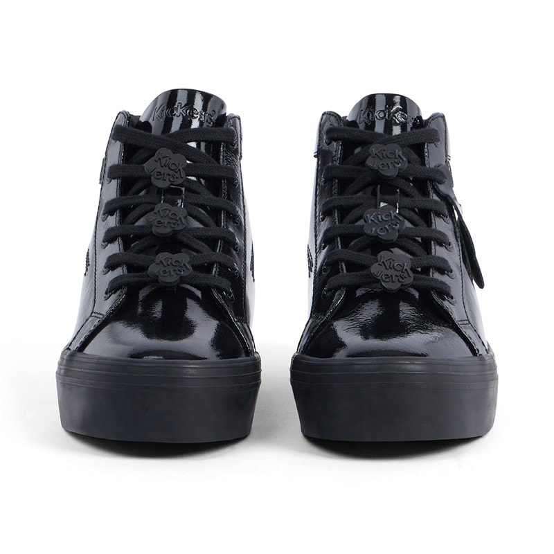 Kickers Womens Tovni Stack Hi Flower Patent Leather Trainers Black - Image 5