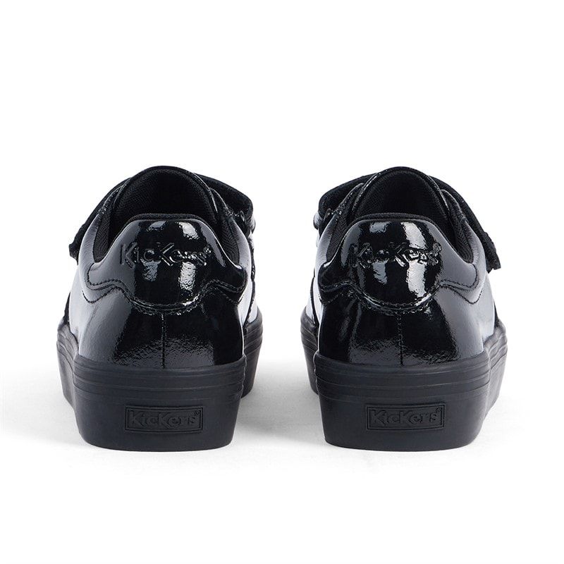 Kickers Girls Tovni Stack Lo Velcro Patent Leather Trainers Black - Image 4