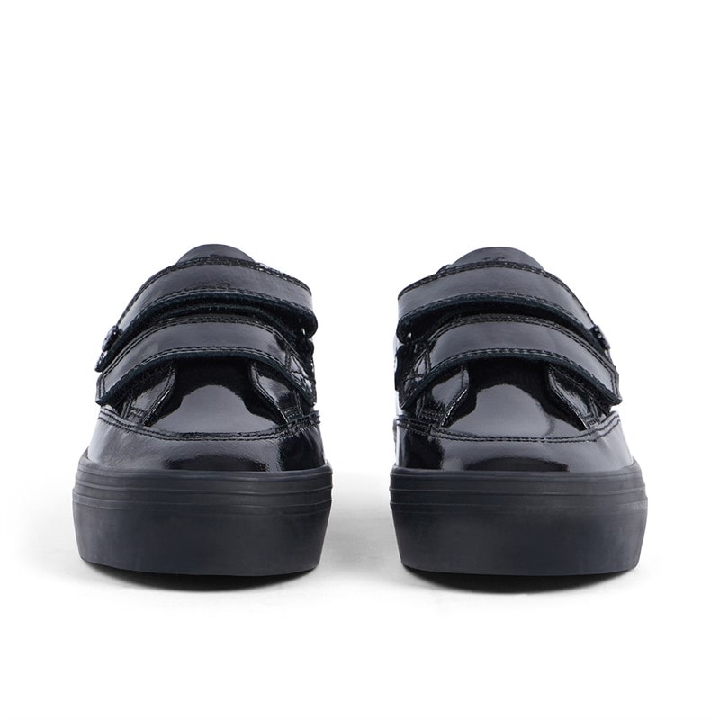Kickers Girls Tovni Stack Lo Velcro Patent Leather Trainers Black - Image 5
