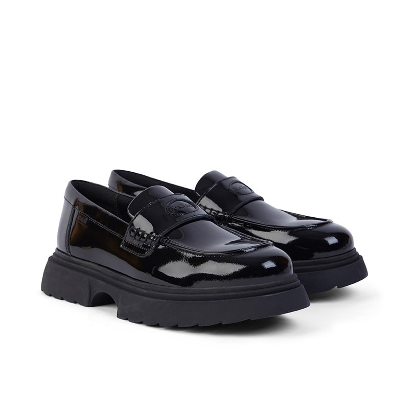 Kickers Junior Girls Kenzi Loafer Patent Leather Shoes Black - Image 2