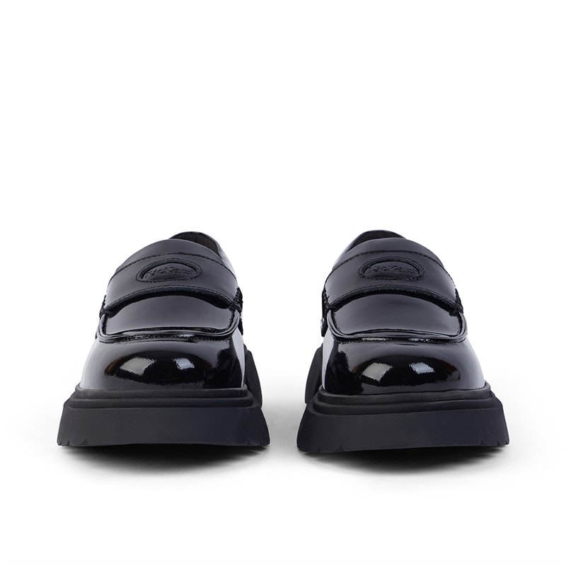 Kickers Junior Girls Kenzi Loafer Patent Leather Shoes Black - Image 5