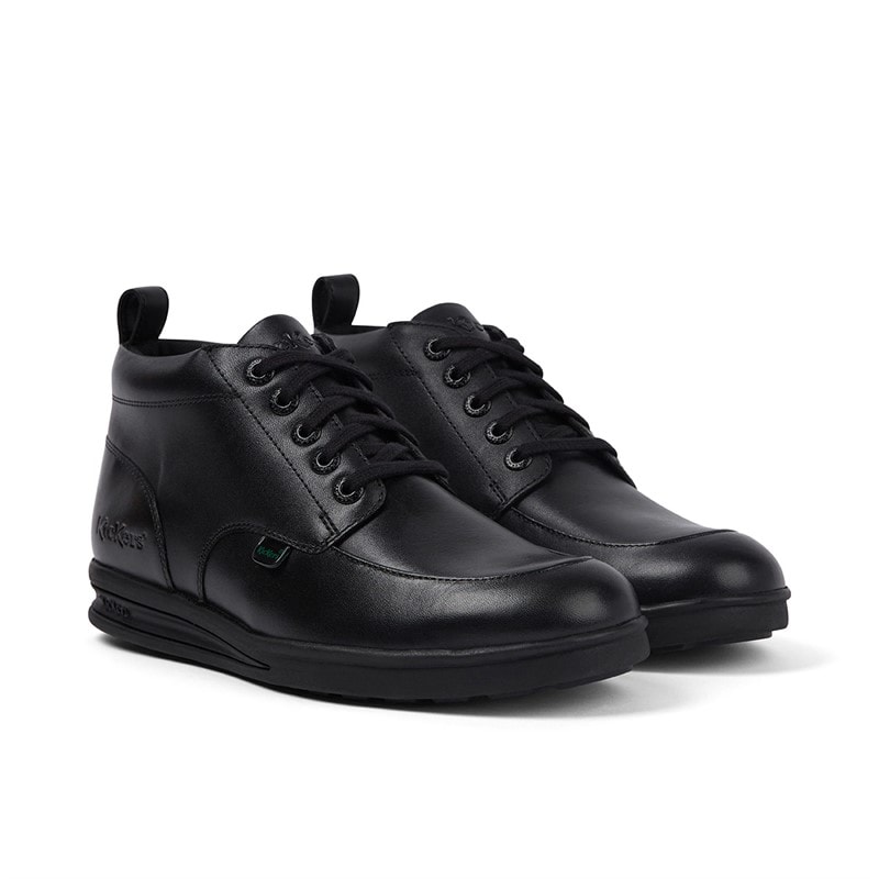 Kickers Junior Boys Troiko Hi Leather Boots Black - Image 2
