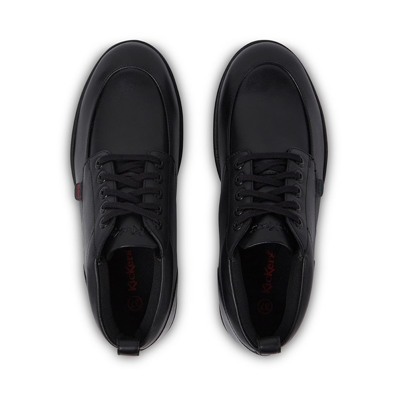 Kickers Junior Boys Troiko Hi Leather Boots Black - Image 3