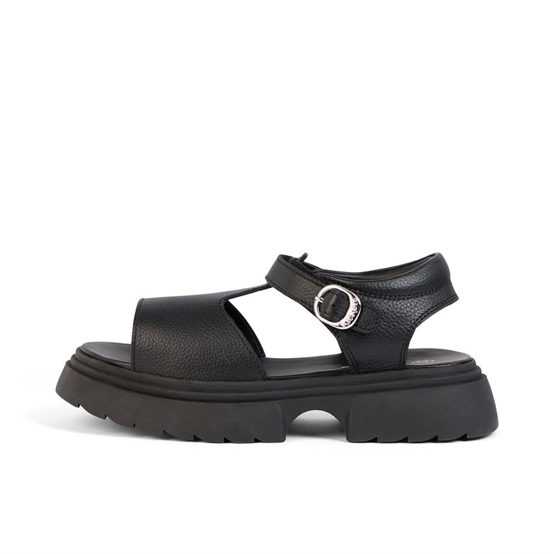 Kickers Junior Girls Kenzi Leather Sandals Black
