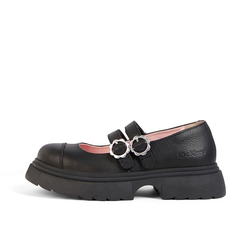 Kickers Junior Girls Kenzi Mary Jane Leather Shoes Black - Image 1