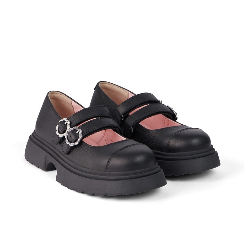 Kickers Junior Girls Kenzi Mary Jane Leather Shoes Black - Image 2
