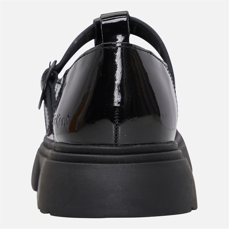 Kickers Junior Girls Kenzi T-Bar Patent Leather Shoes Black - Image 3