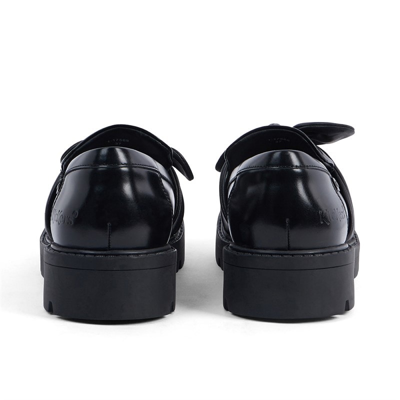 Kickers Junior Girls Kori Loafer Bow Leather Shoes Black - Image 4